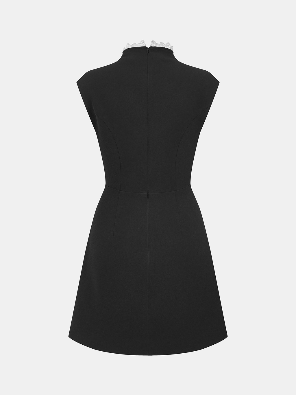 Ärmelloses Kleid mit Spitzenbesatz