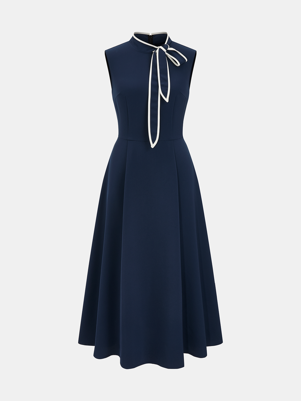 Ärmelloses Maxikleid mit Bindekragen