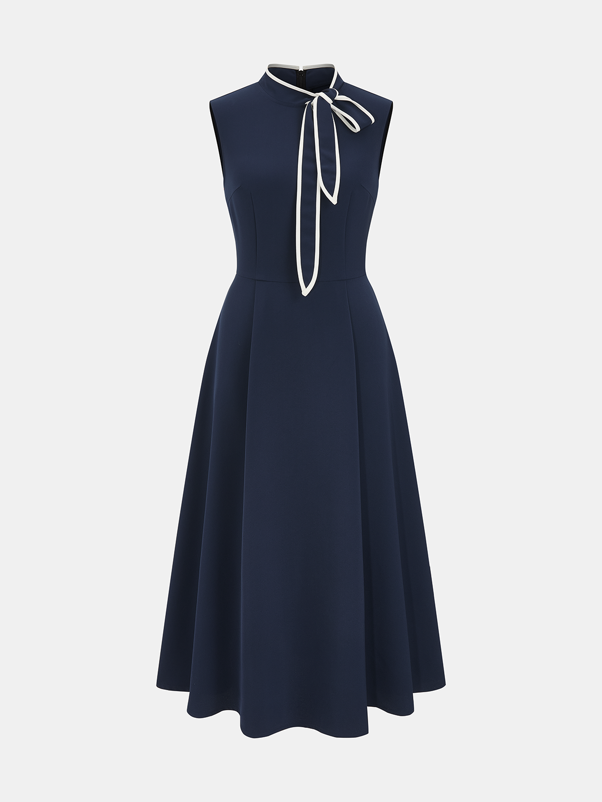 Ärmelloses Maxikleid mit Bindekragen