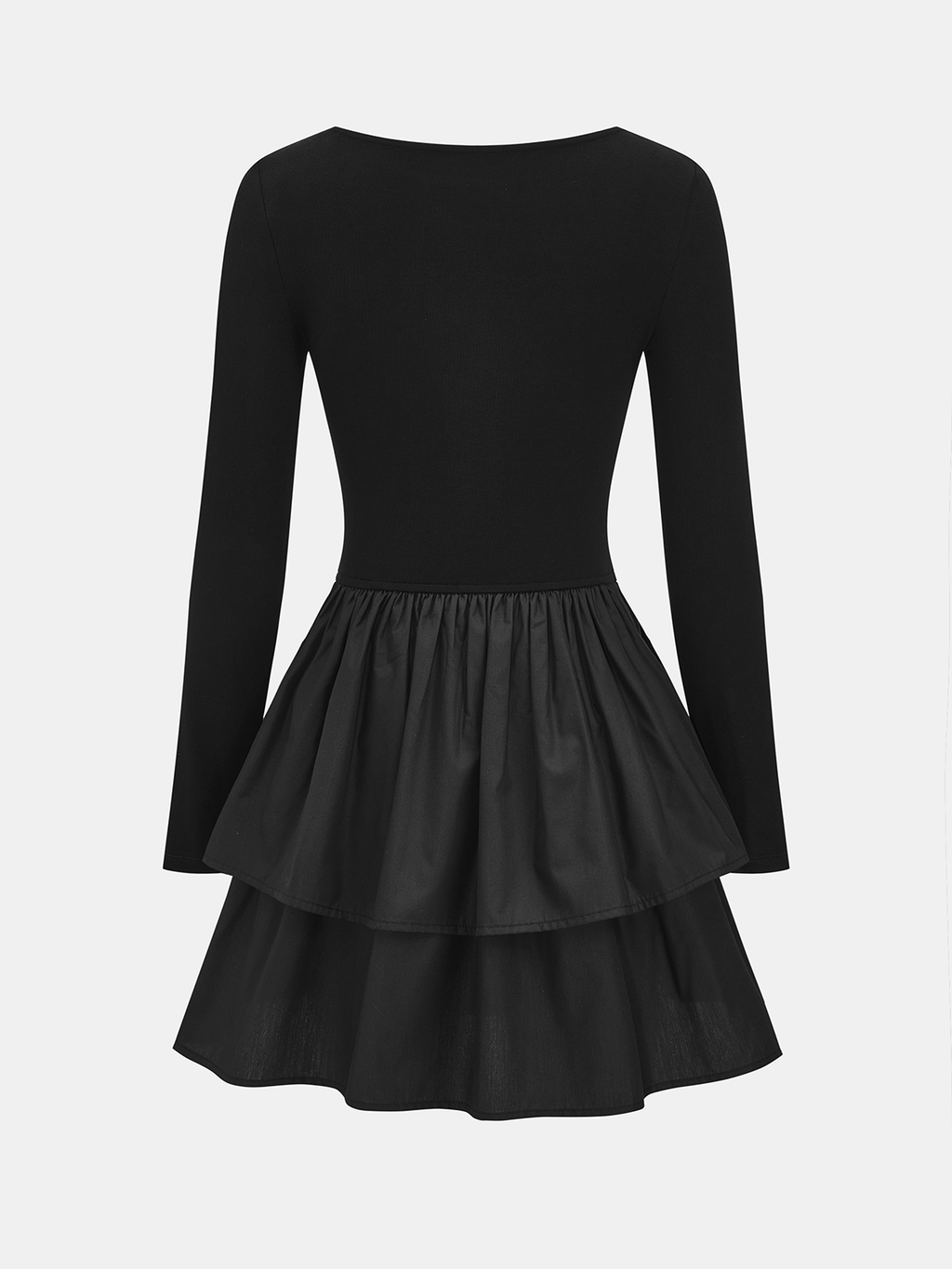 Gestuftes Rüschensaum Langarm-Kleid
