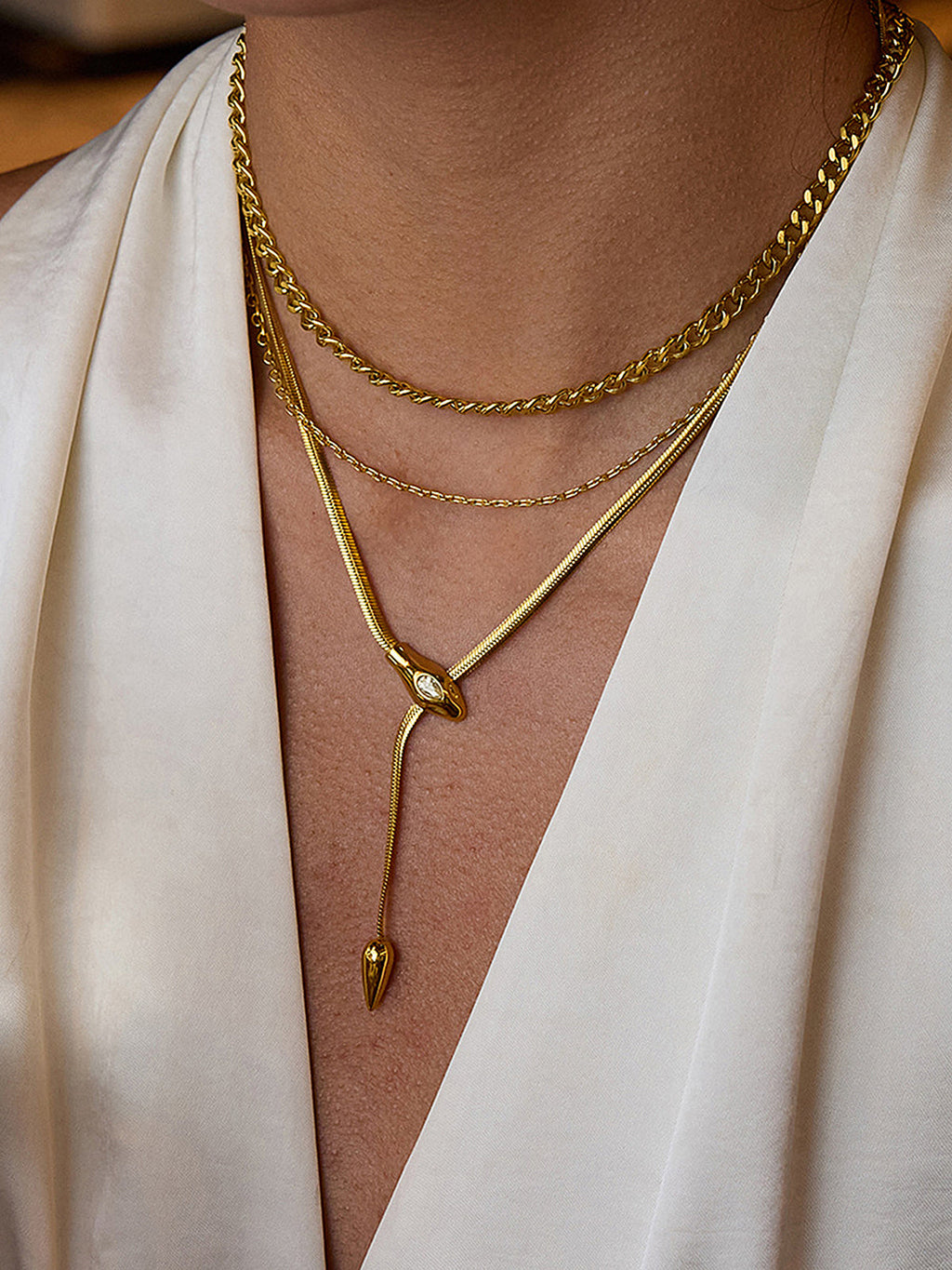 Collier Lariat Serpent Chaîne Serpent