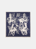 Foulard en soie imprimé cheval esquisse