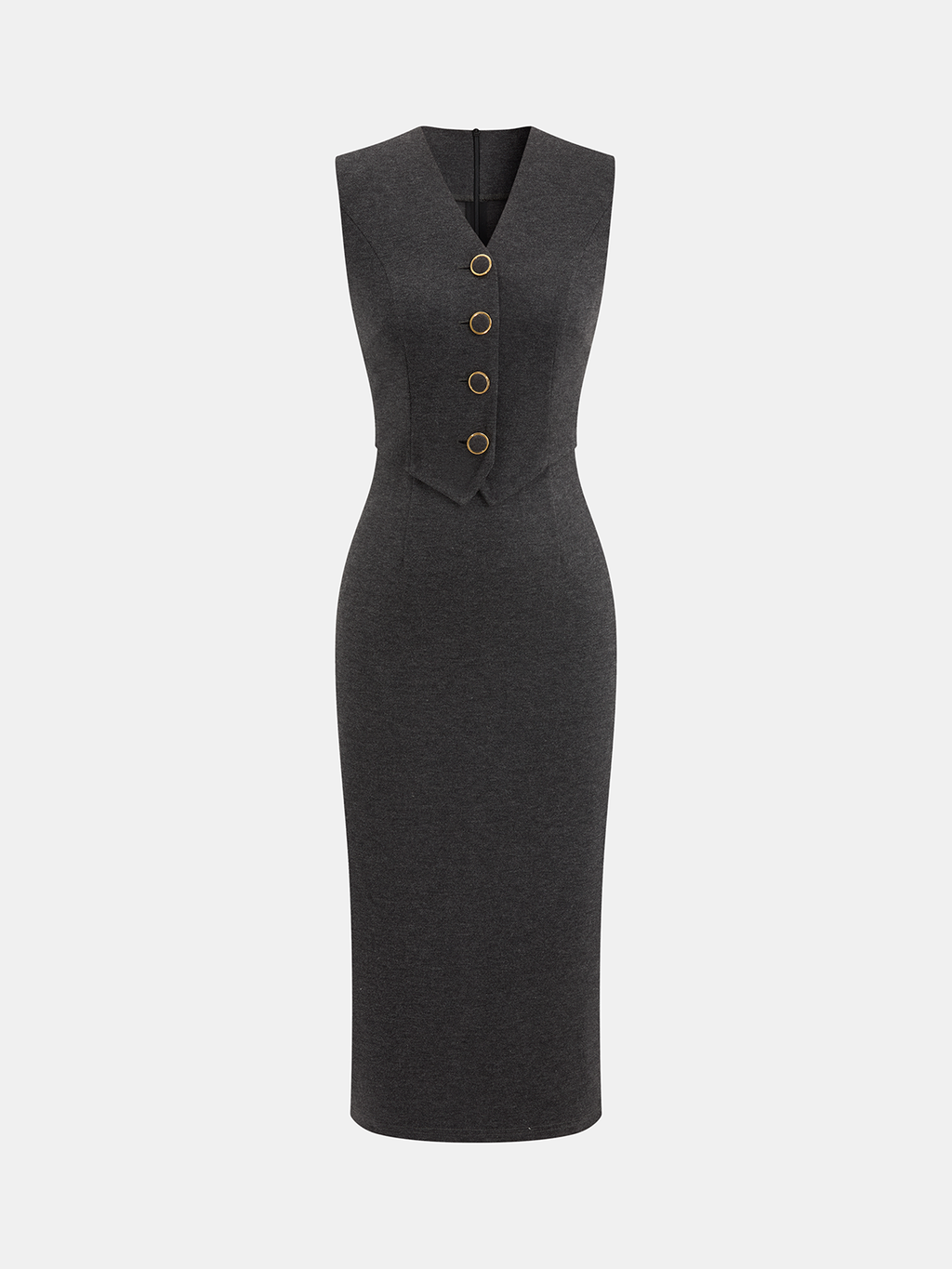 2-in-1 Weste Ärmelloses Bodycon-Kleid