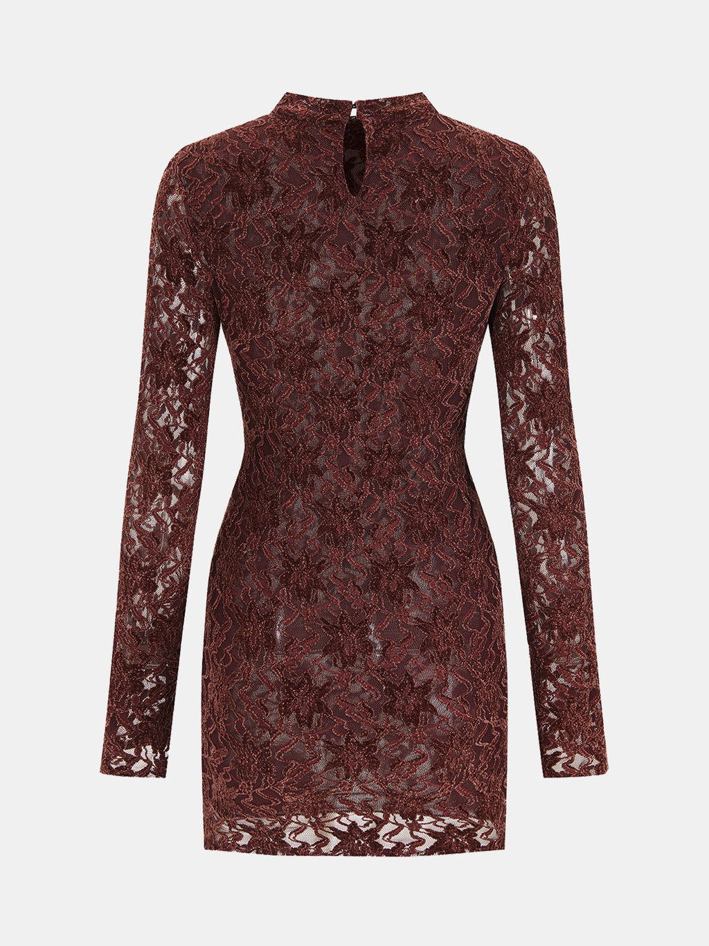 Mini-robe jacquard en dentelle à manches longues