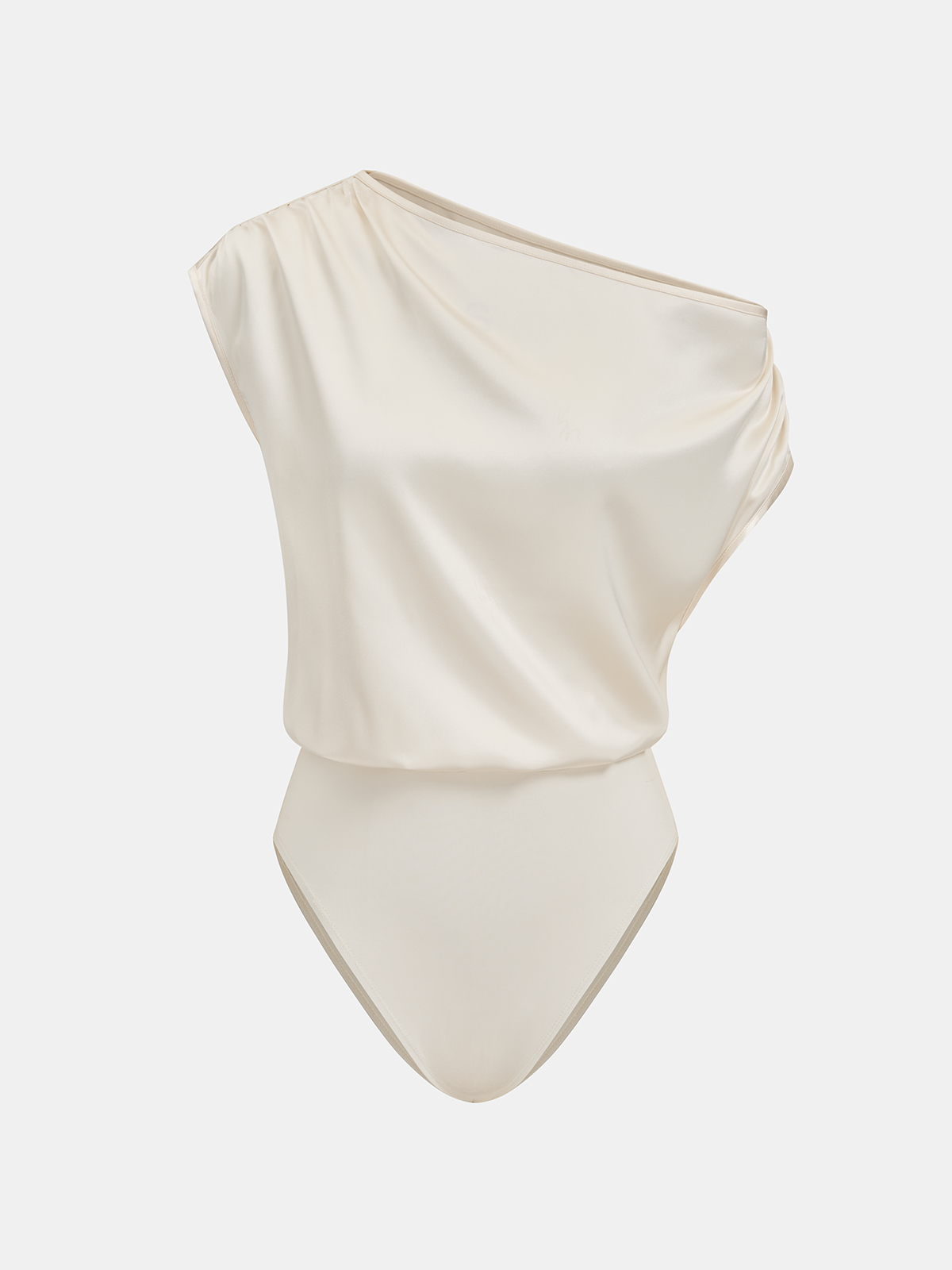 Bodysuit drapé satiné à une épaule