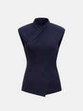 Gilet sans manches en maille col montant portefeuille