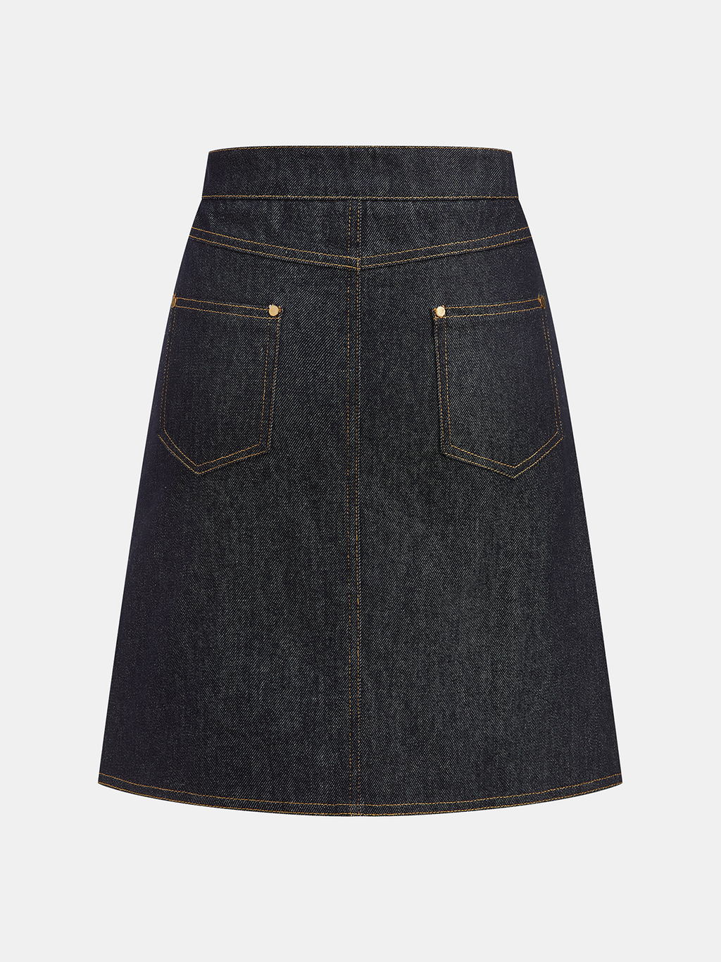 Jupe trapèze en jean avec boutons métalliques