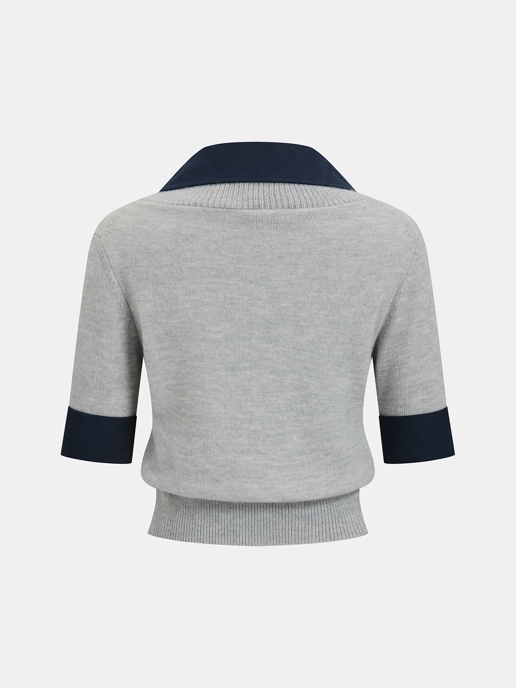 Stricktop mit Kontrastkragen und Ellenbogenärmeln
