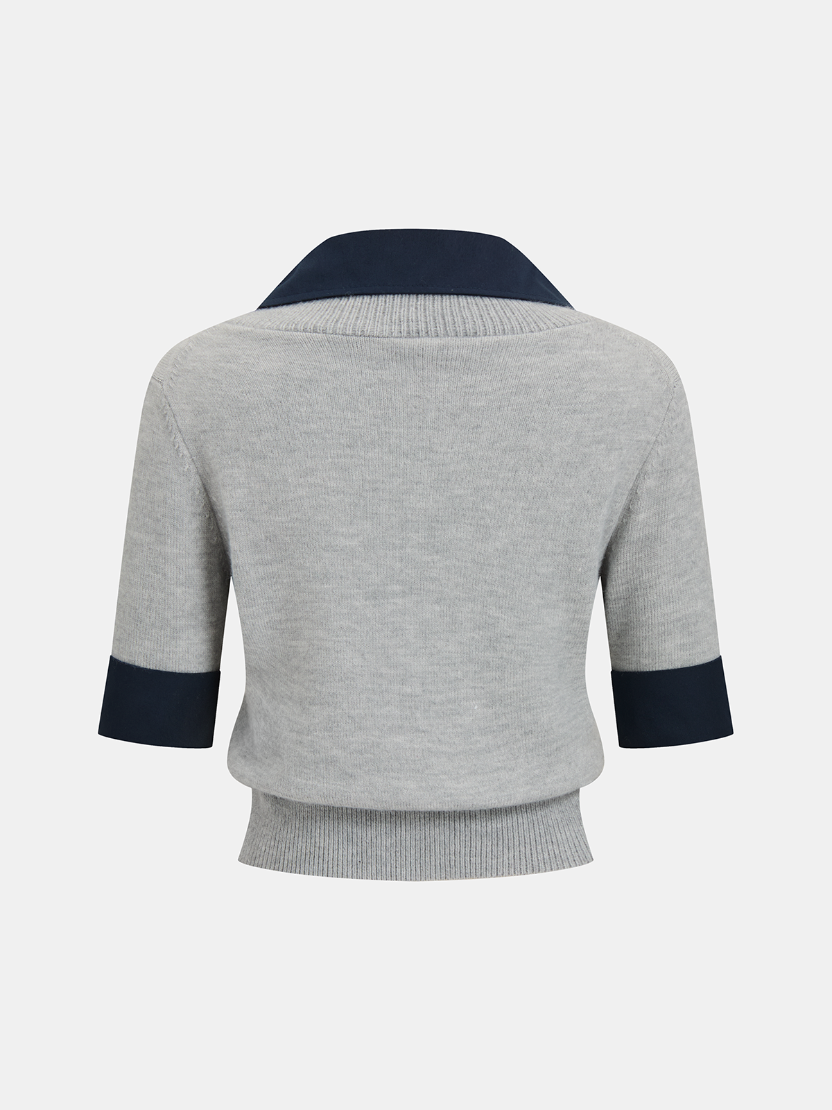 Stricktop mit Kontrastkragen und Ellenbogenärmeln
