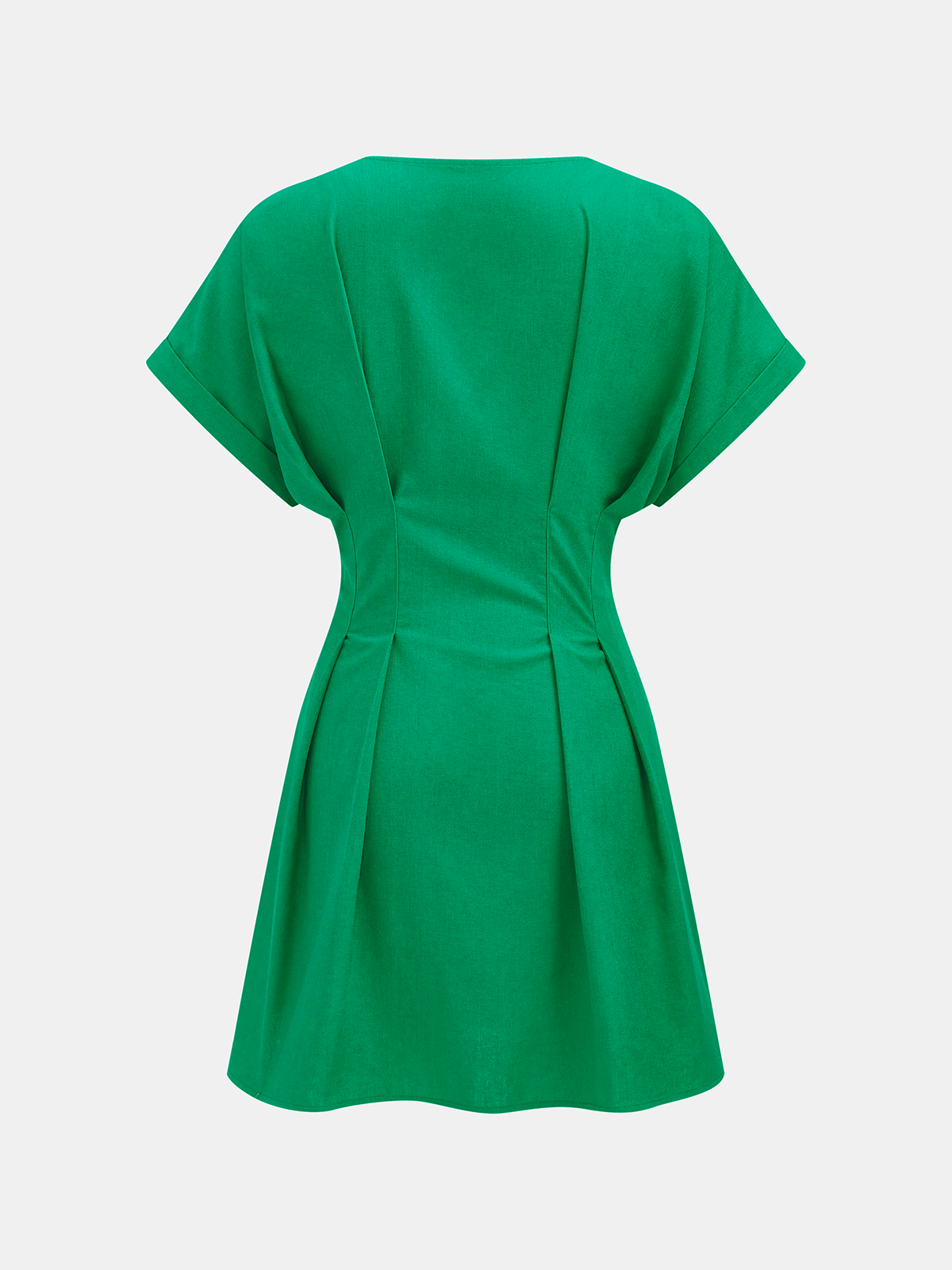 Mini-robe plissée boutonnée en coton et lin