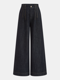 Kontrastnaht-Jeans mit hoher Taille und weitem Bein