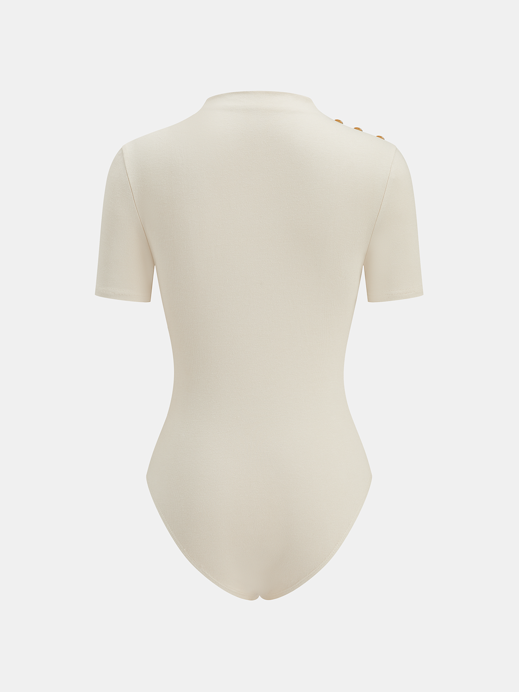 Gerüschter Body mit Stehkragen und Metalldetail