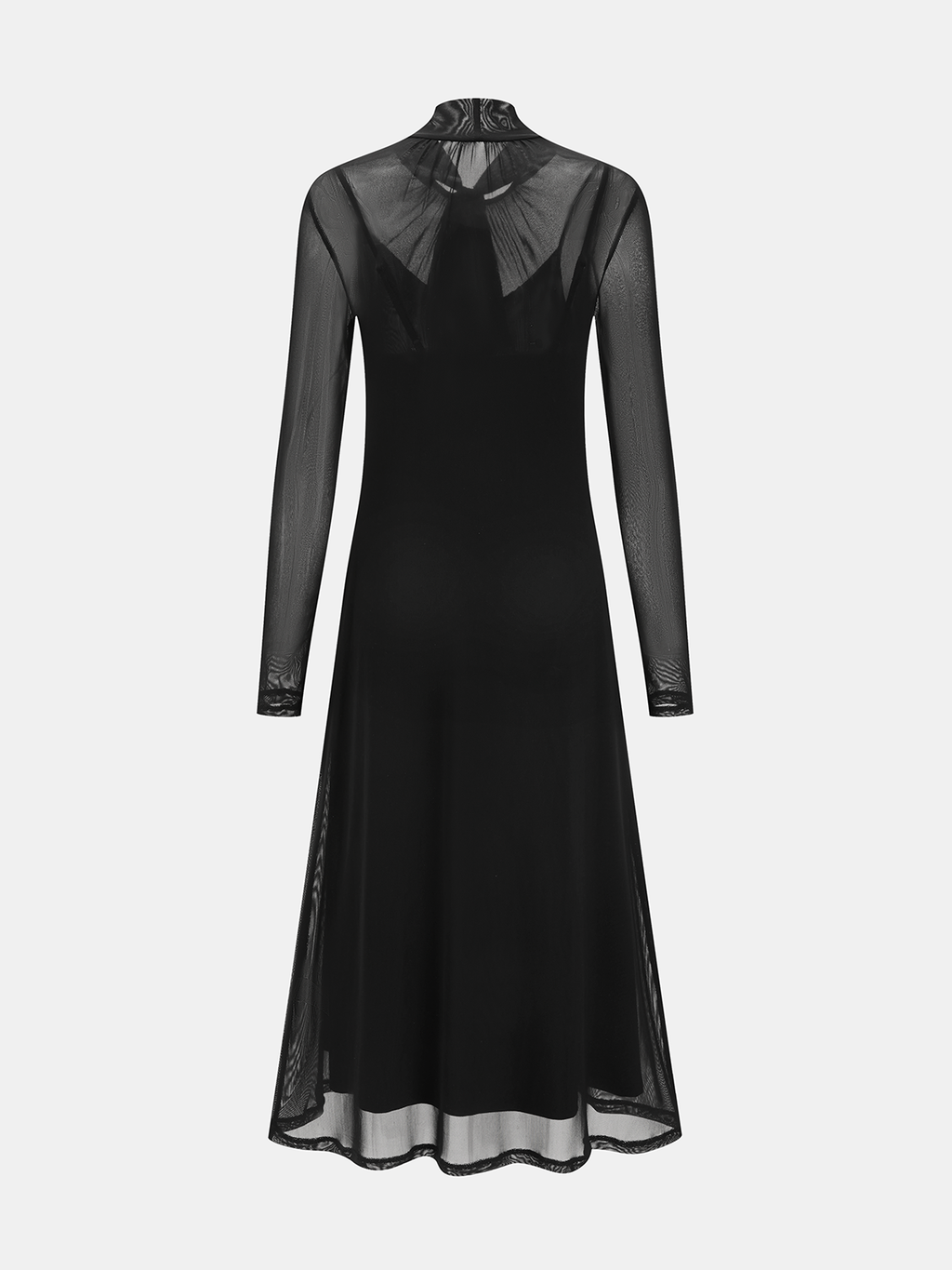 Robe longue en résille semi-transparente à nouer au col