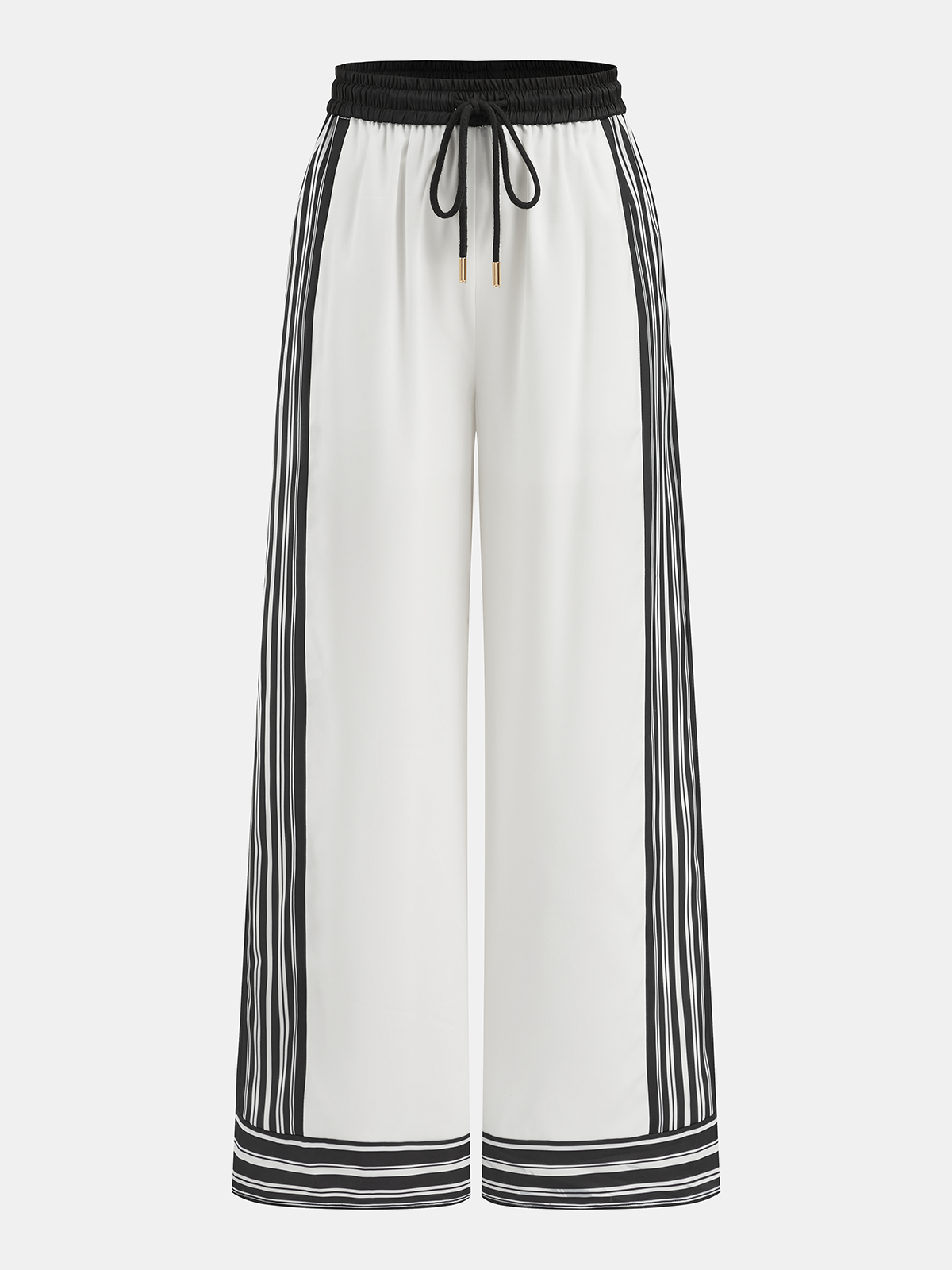 Pantalon ample à cordon de serrage et liseré rayé