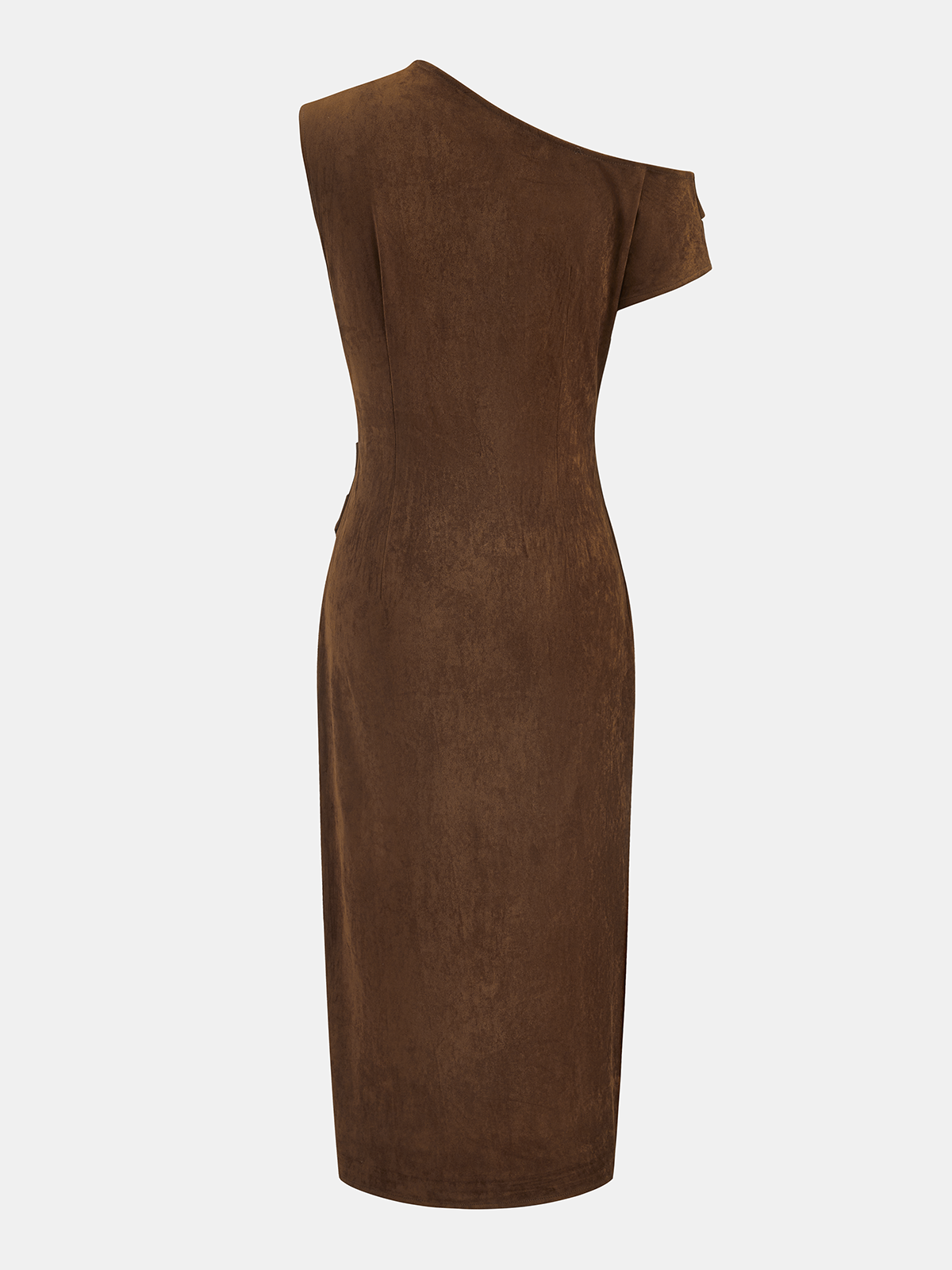 Robe midi asymétrique drapée effet daim