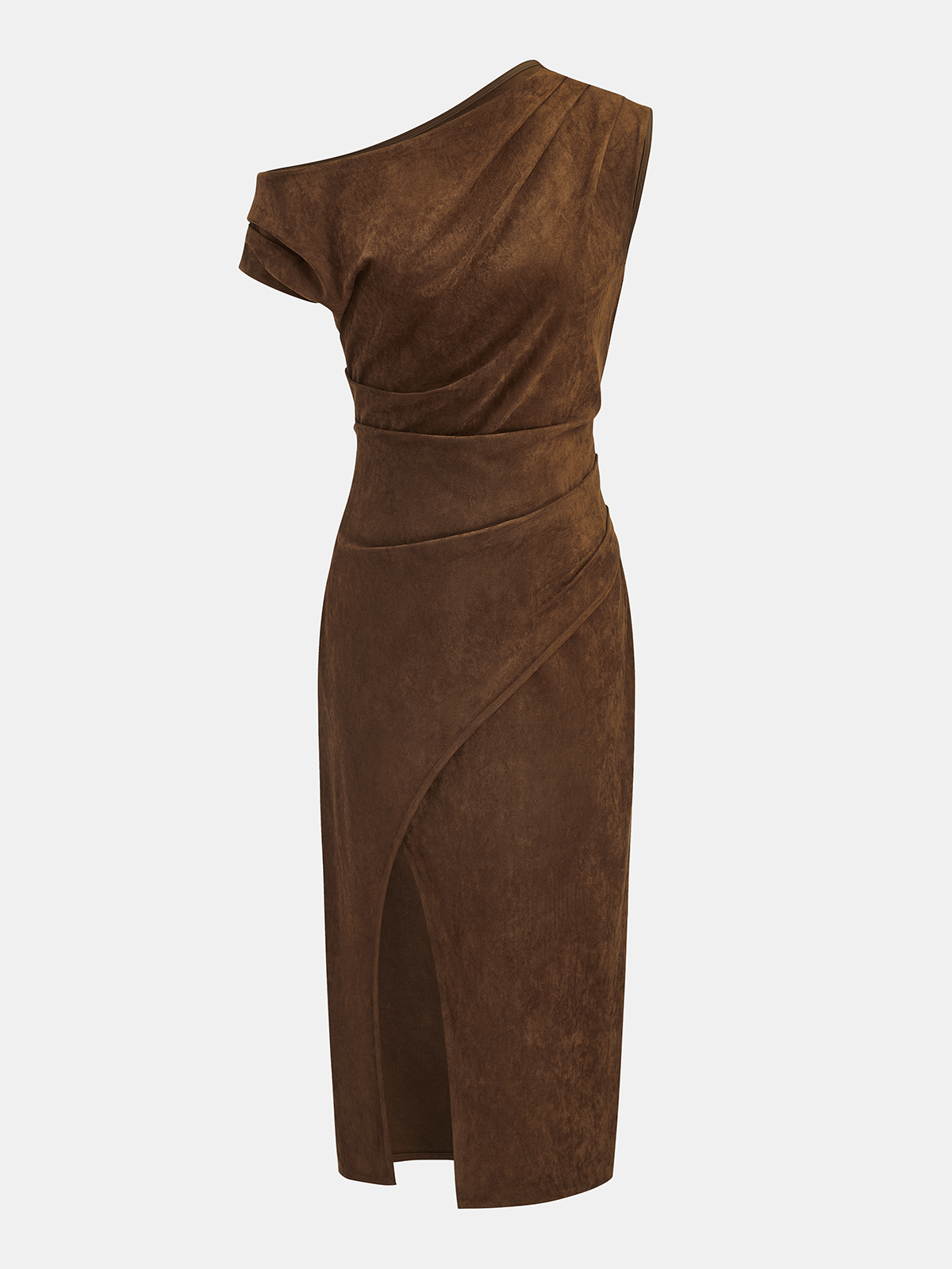 Robe midi asymétrique drapée effet daim