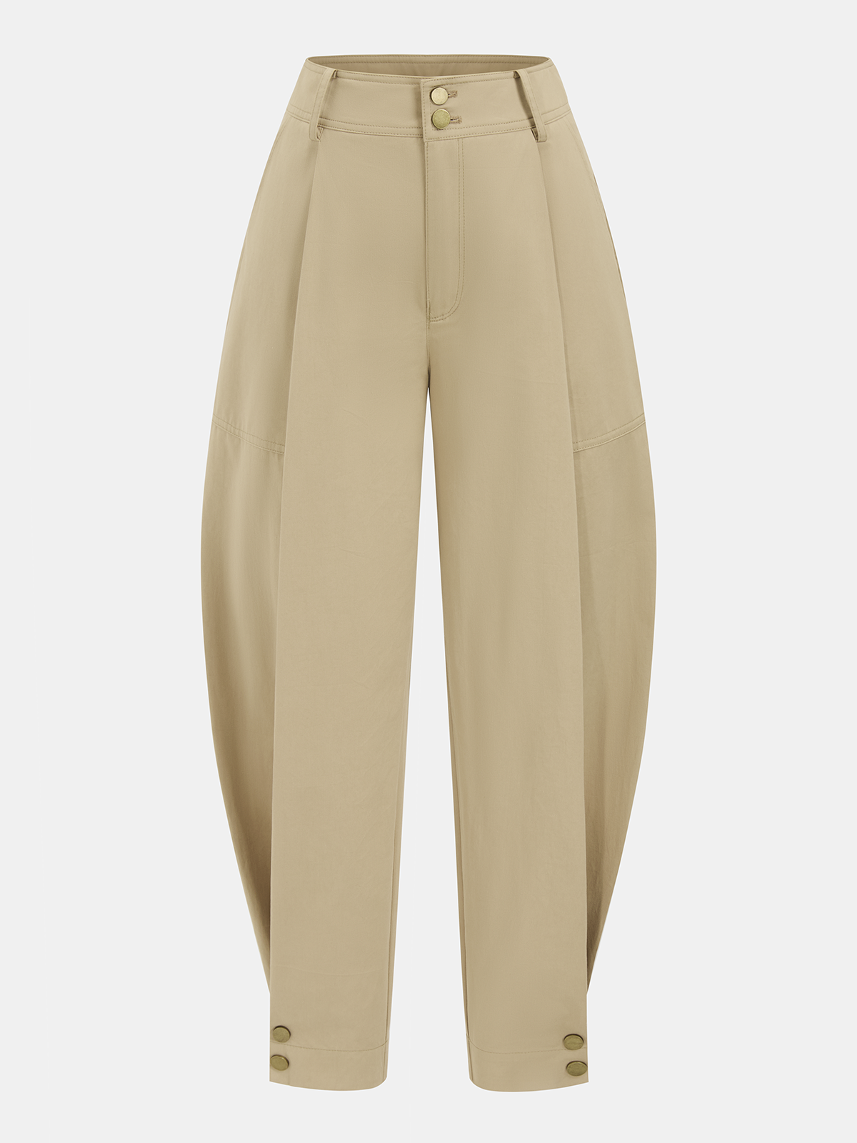 Baumwoll-Plissee-Ballonhose mit mittlerer Taille