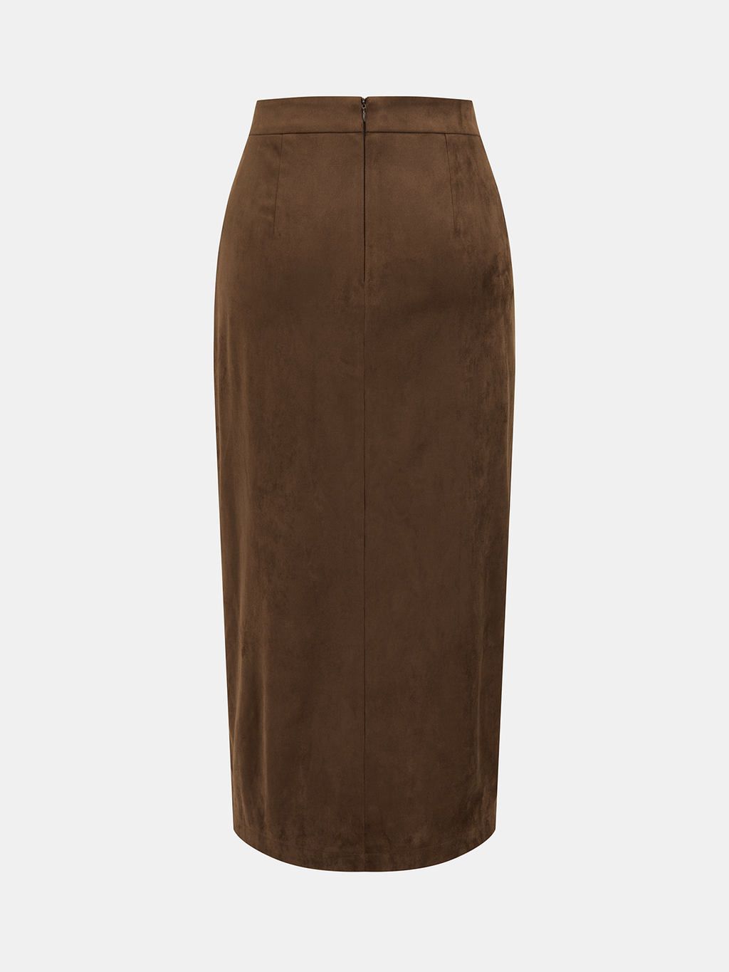 Jupe mi-longue effet daim boutonnée