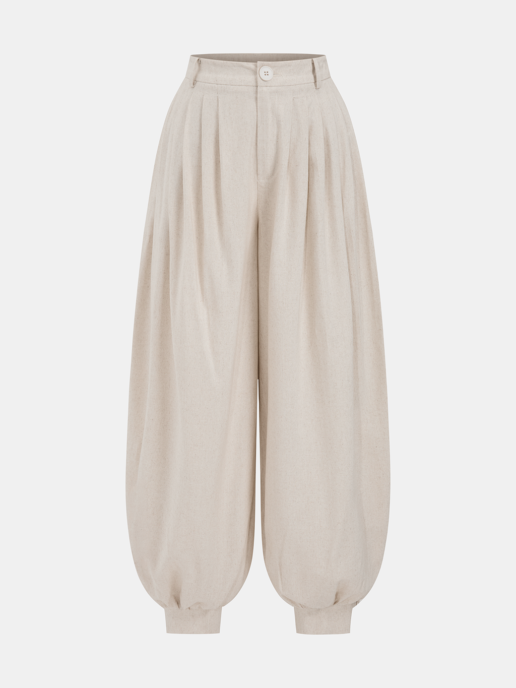 Pantalon ballon plissé en mélange de lin