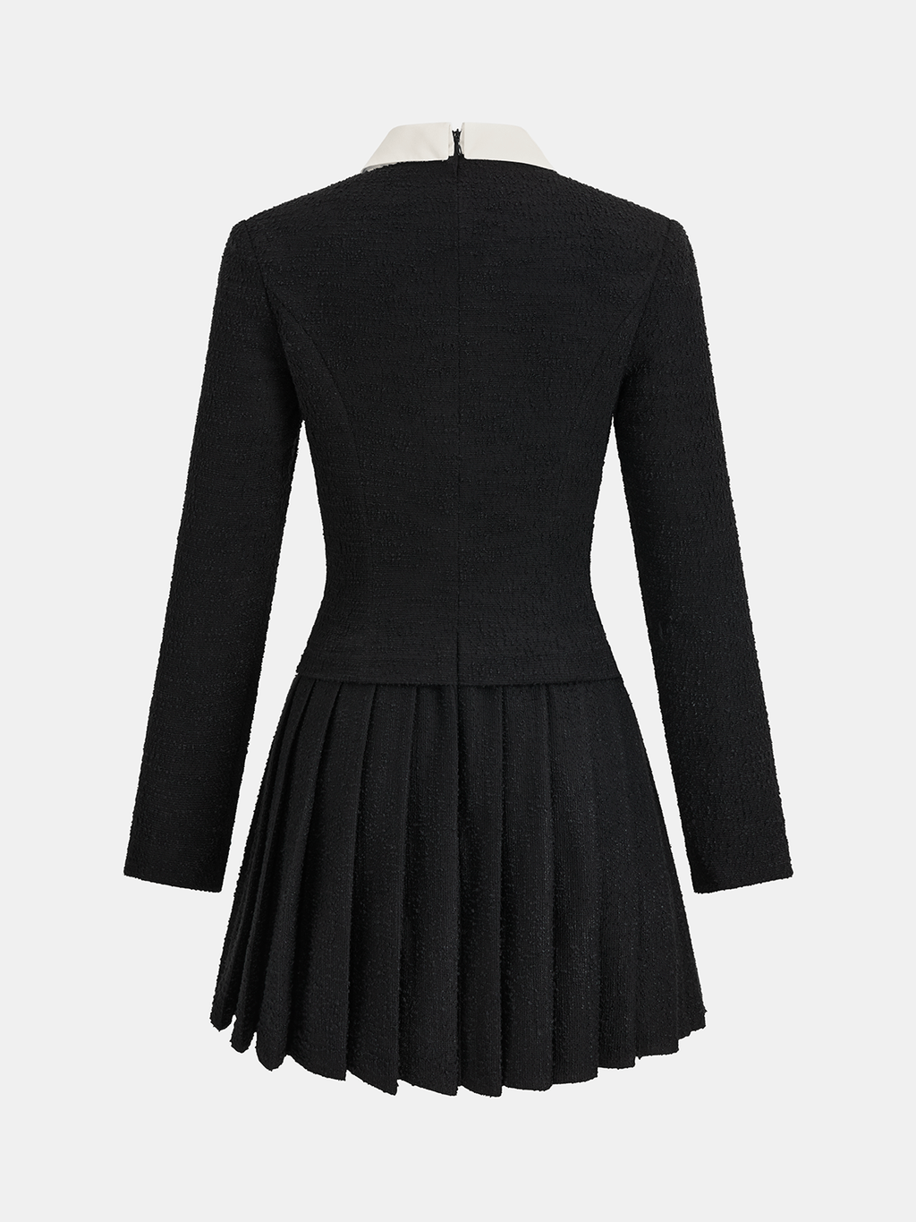 Robe Courte Plissée à Col Contrastant