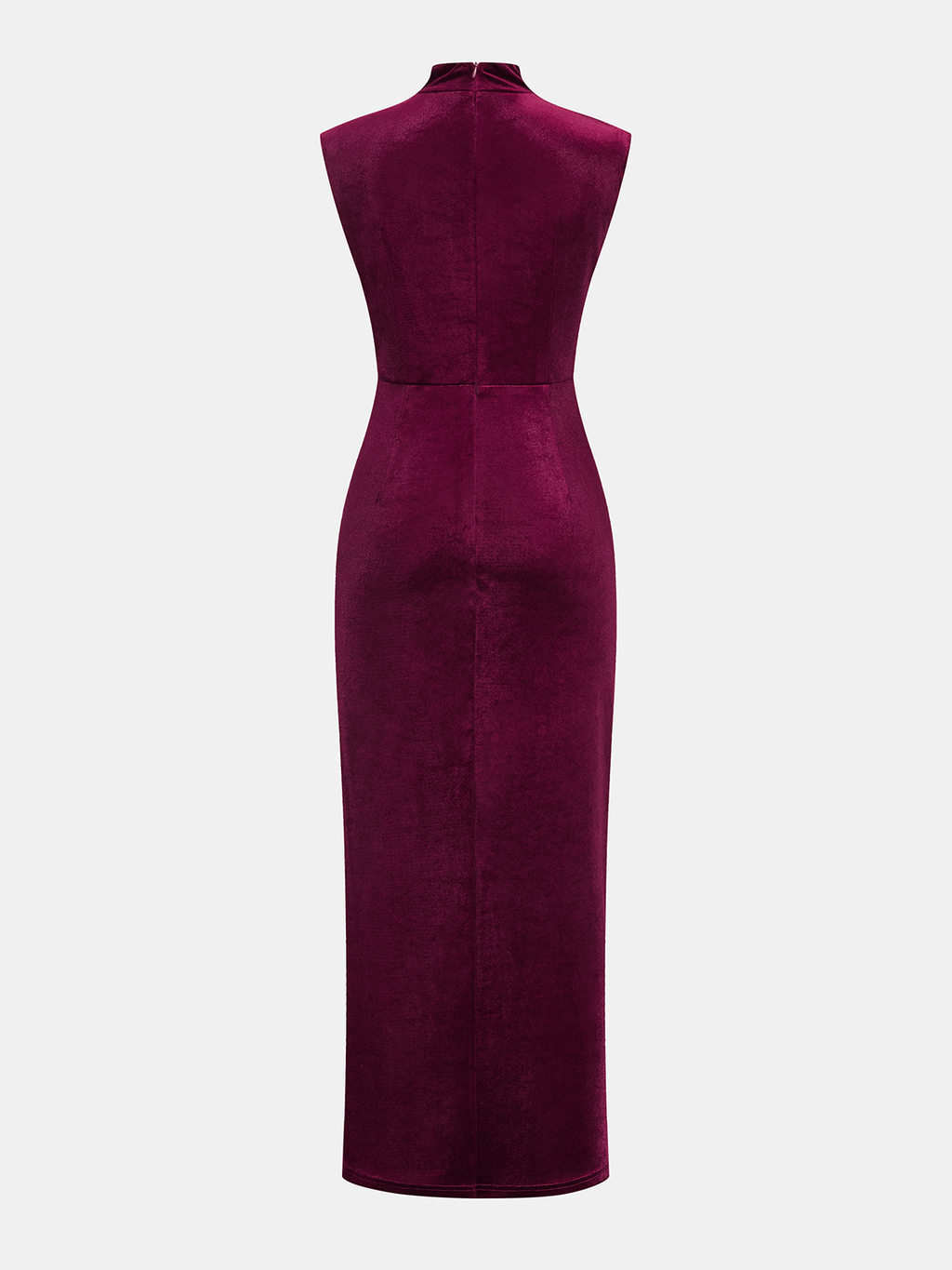 Ärmelloses Samt-Maxikleid mit Rollkragen und Seitenschlitz