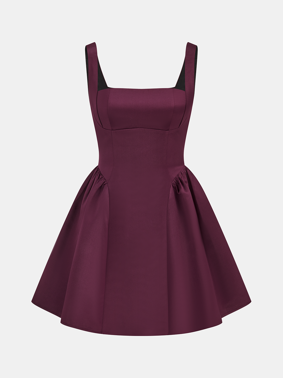 Mini-robe patineuse en satin à encolure carrée