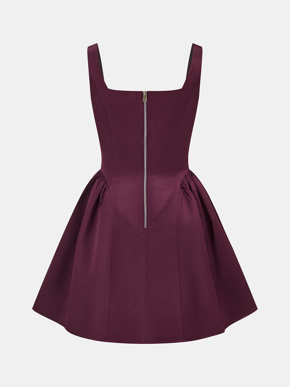 Mini-robe patineuse en satin à encolure carrée