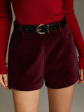 Belted Velvet Mini Shorts