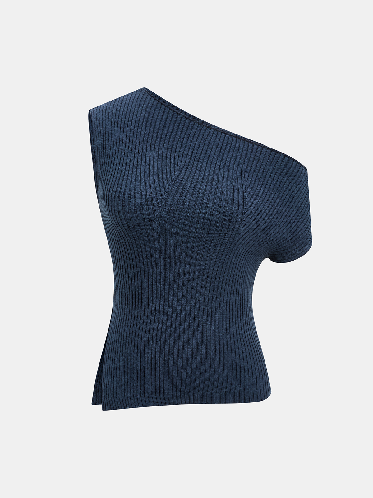 Haut asymétrique à côte unique en maille côtelée