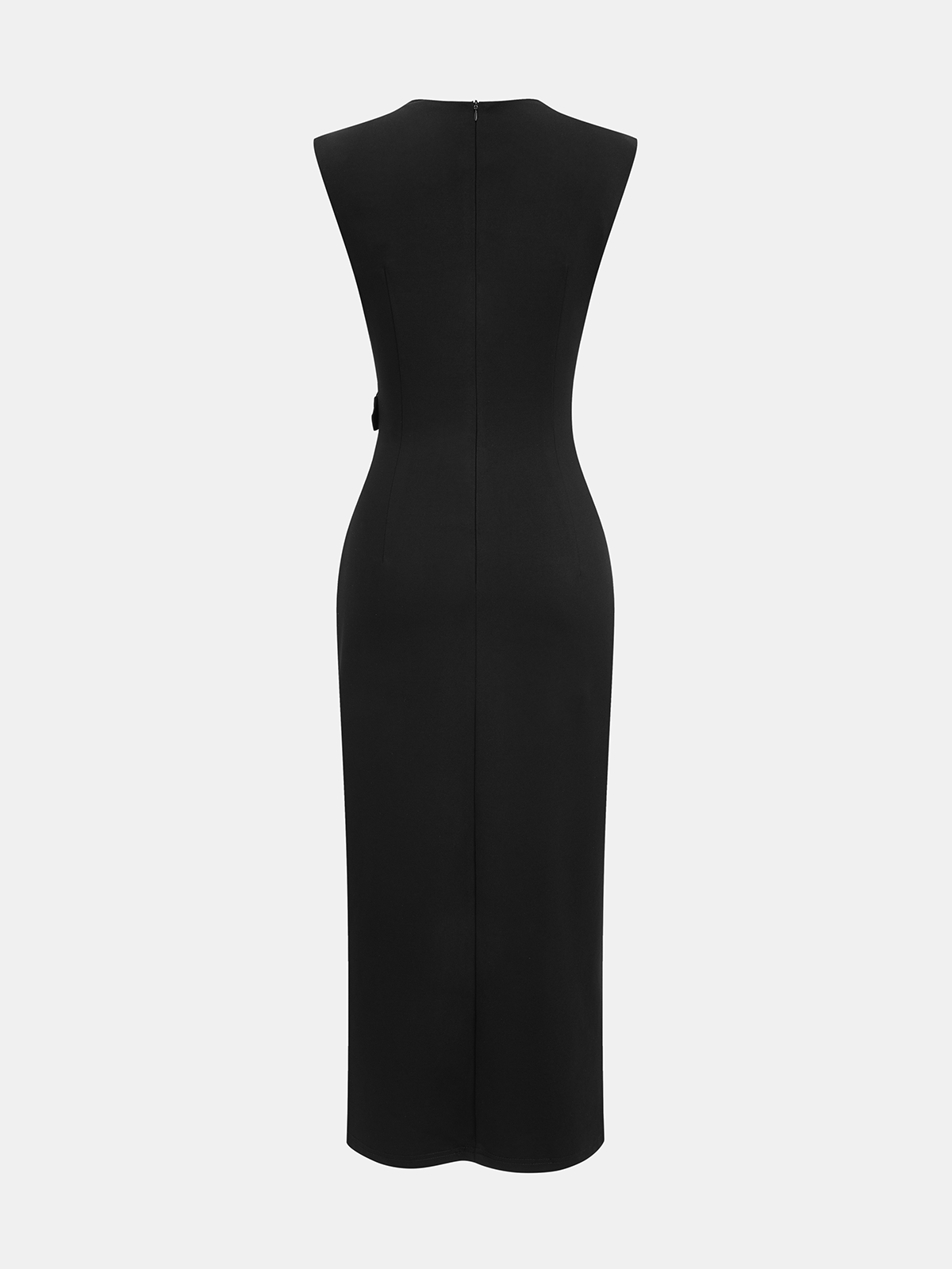 Ärmelloses Midikleid mit Schlitz und Metalldetail
