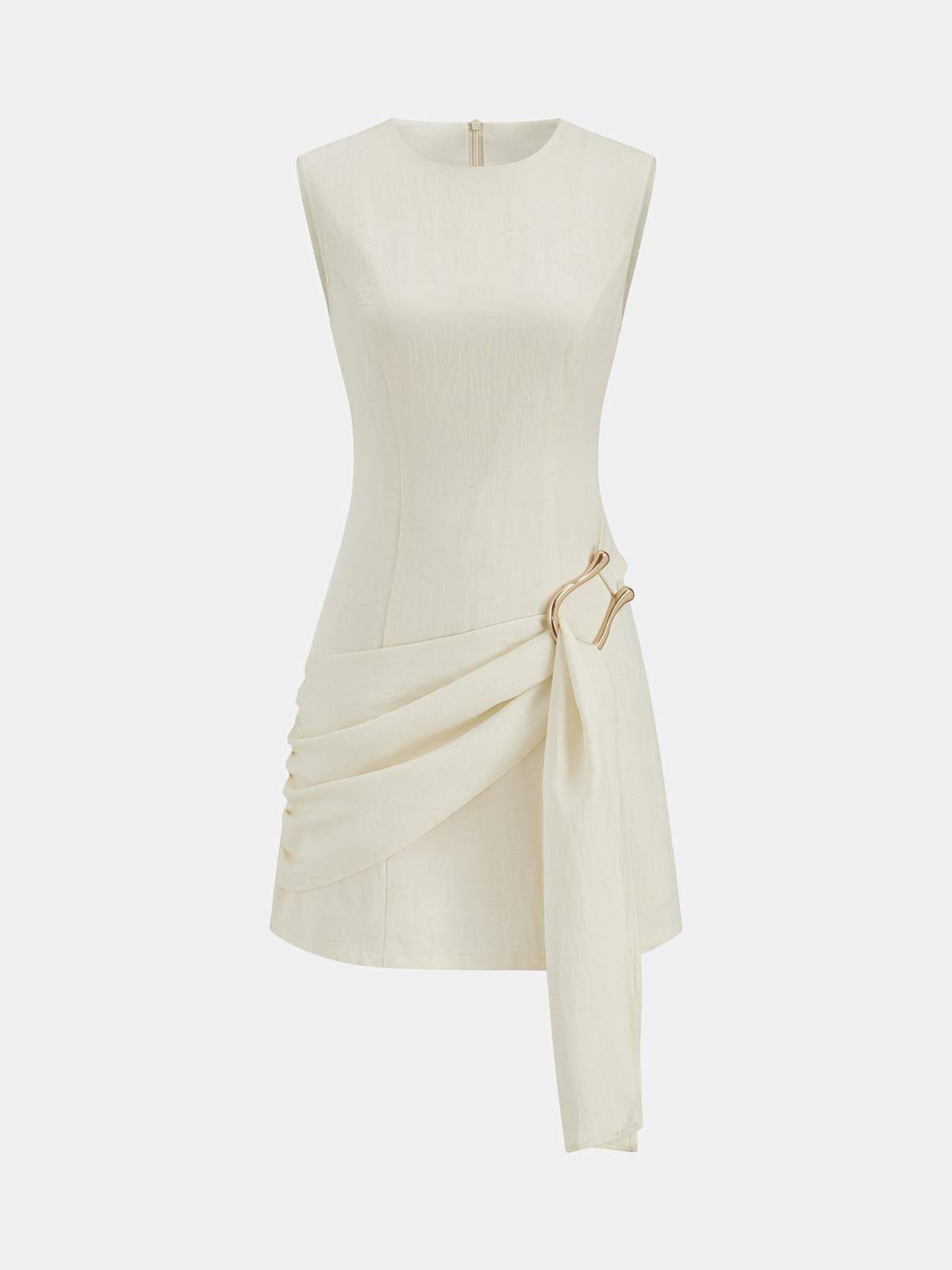 Mini-robe asymétrique en mélange Tencel avec boucle et fronces