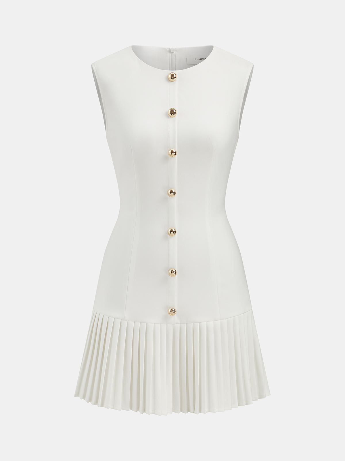 Ärmelloses, plissiertes Minikleid mit Metalldetail und schmaler Passform