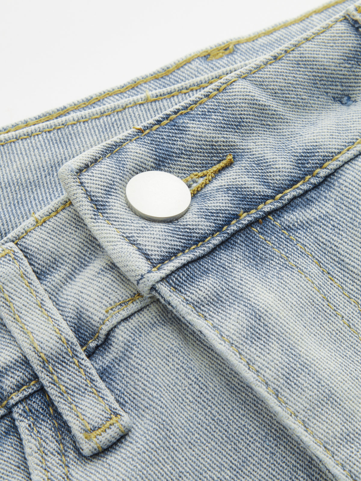 Asymmetrischer Denim-Fransen-Midirock