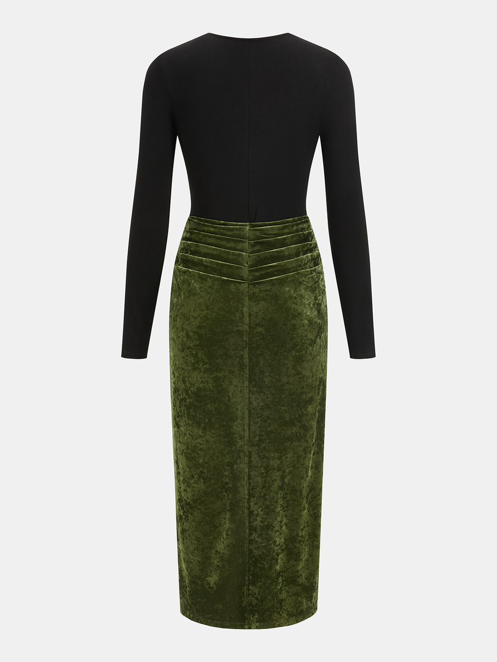 Robe en velours à empiècements color-block et détails métalliques