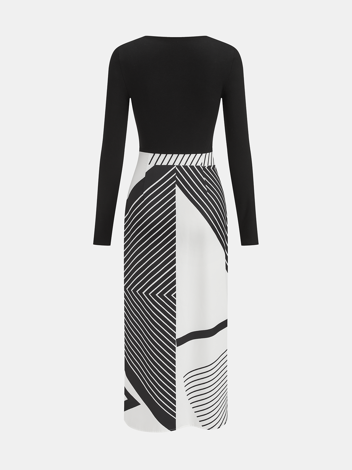 Wickelkleid mit optischer Täuschung, abstraktem Print und asymmetrischem Schnitt