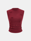 3D Floral Sleeveless Mock Neck Top