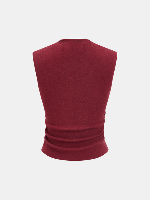 Ärmelloses 3D-Blumenshirt mit Stehkragen