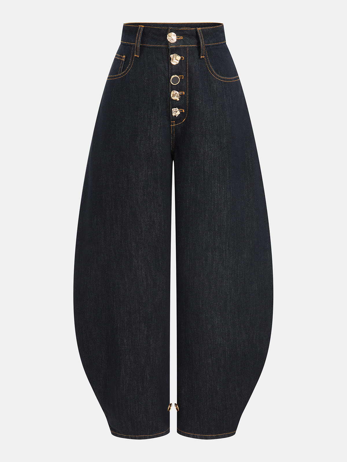 Jean ballon taille haute avec détail métallique