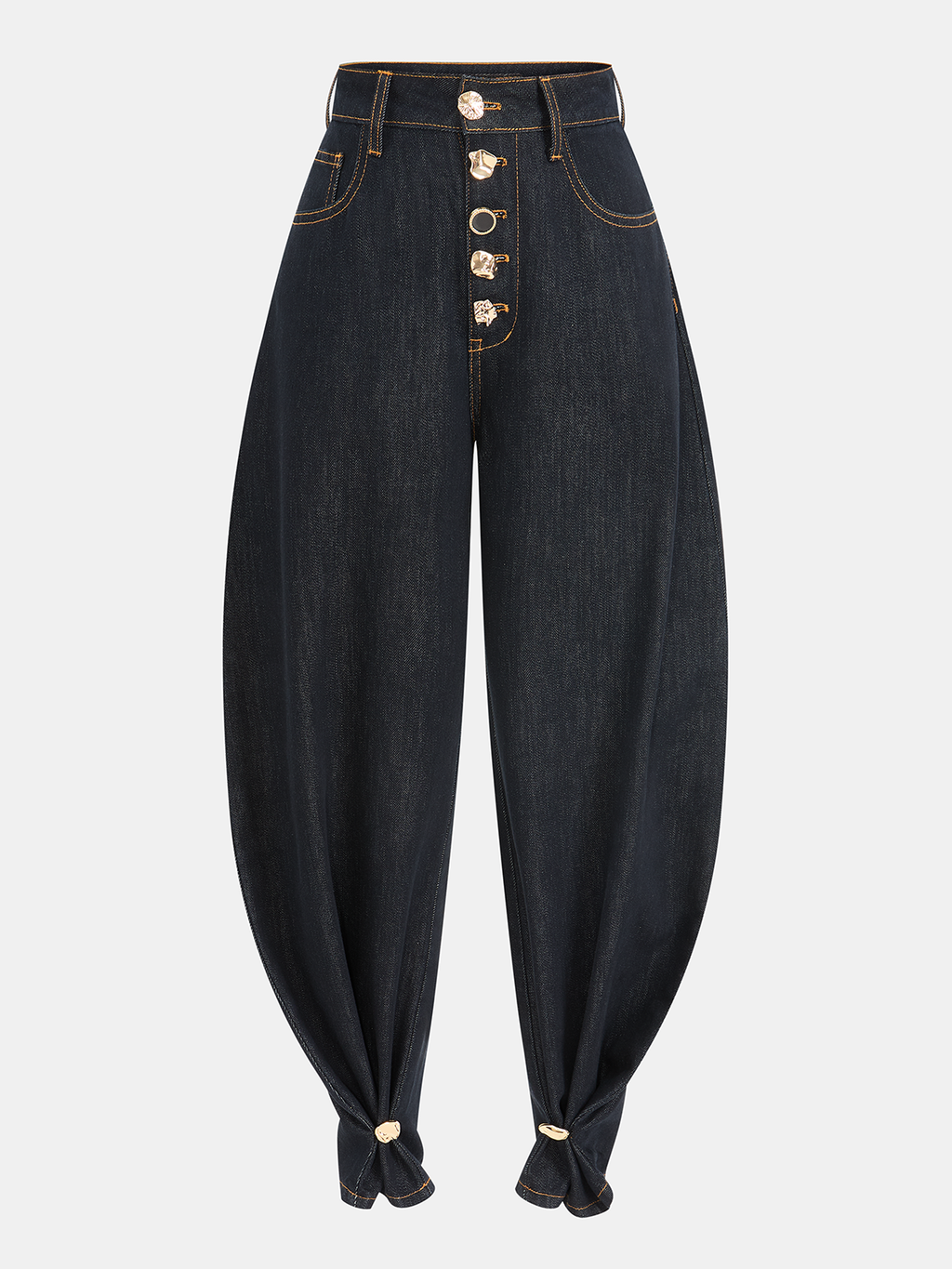 Jean ballon taille haute avec détail métallique