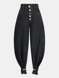 Jean ballon taille haute avec détail métallique