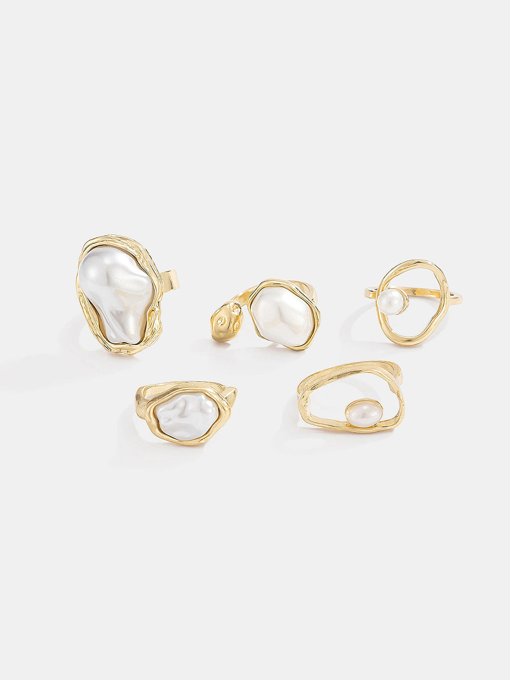 Bague Ornée de 5 Perles Baroques
