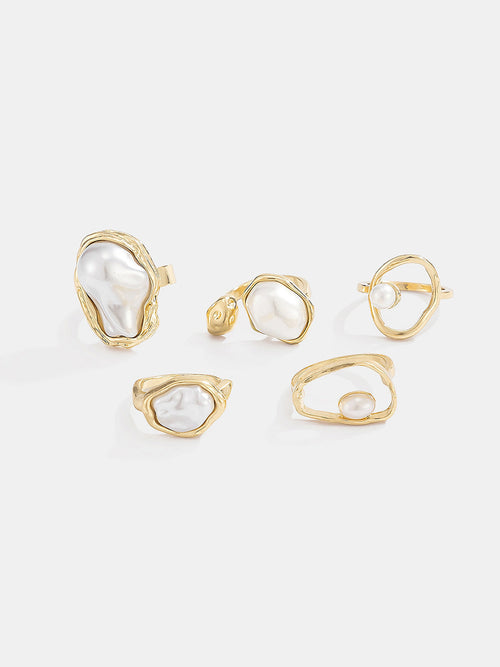 Bague Ornée de 5 Perles Baroques