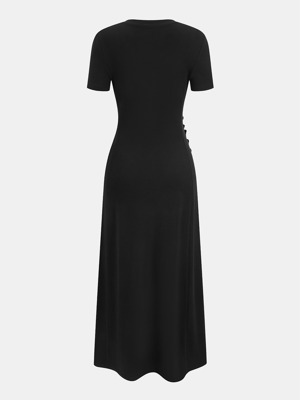 Robe à manches courtes froncée sur le côté avec boutons décoratifs