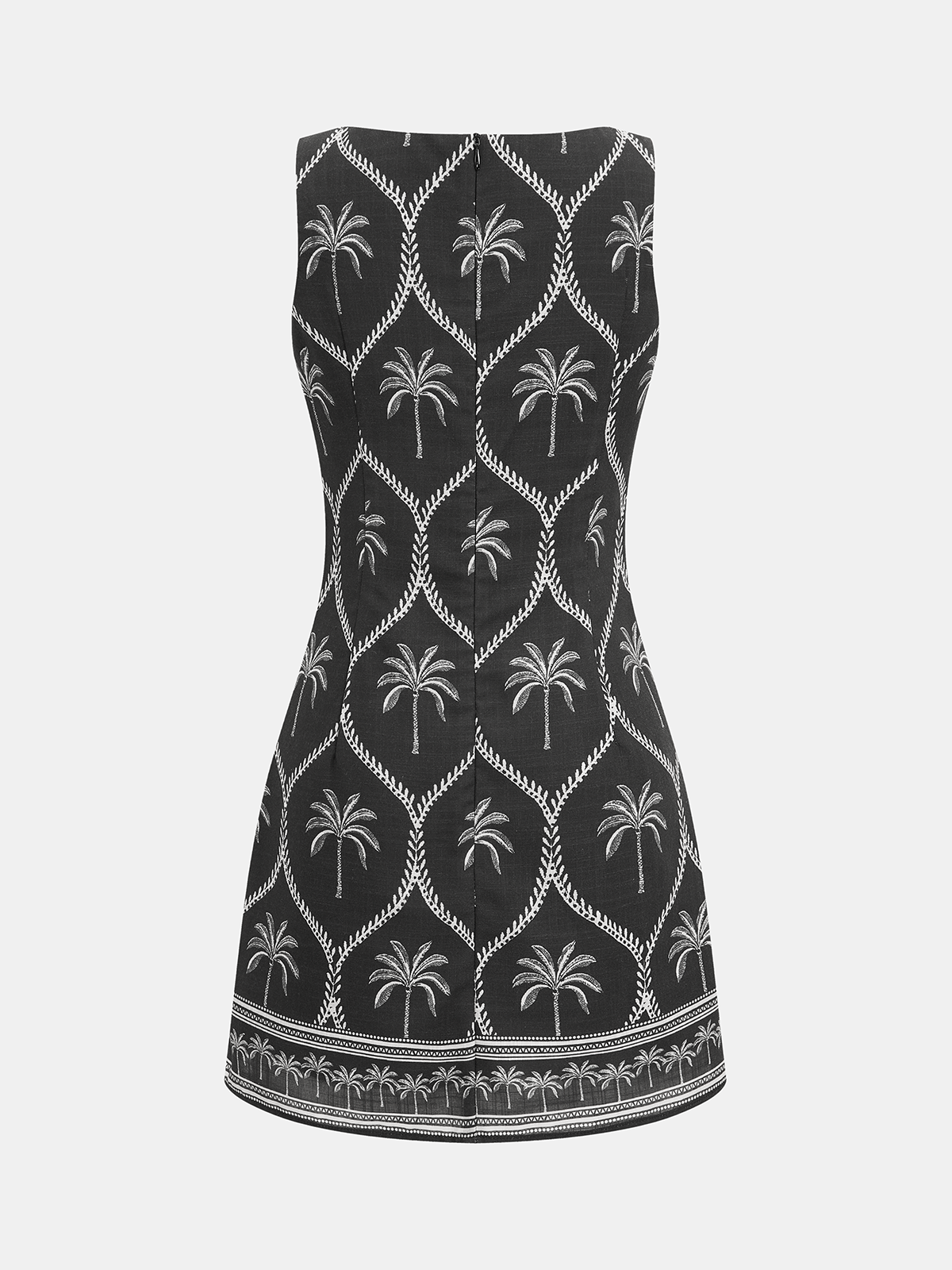 Ärmelloses Mini-Kleid mit Palmenmuster