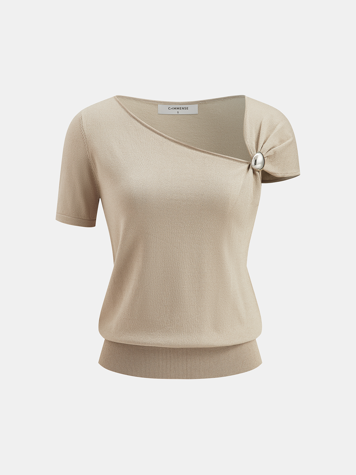Asymmetrisches kurzärmeliges Stricktop