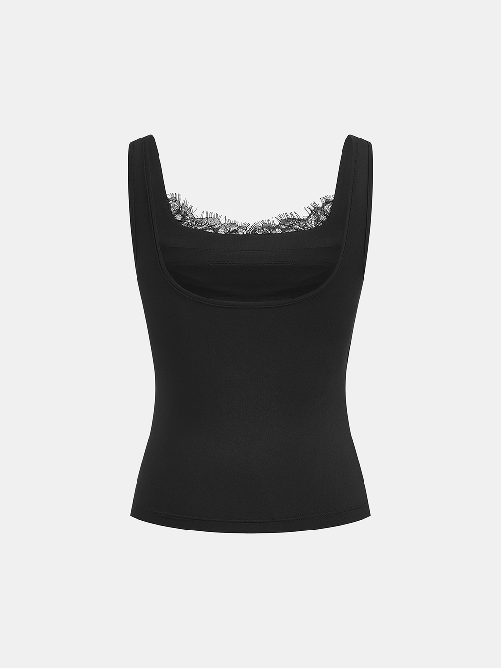 Tanktop mit Spitzenborte und eckigem Ausschnitt