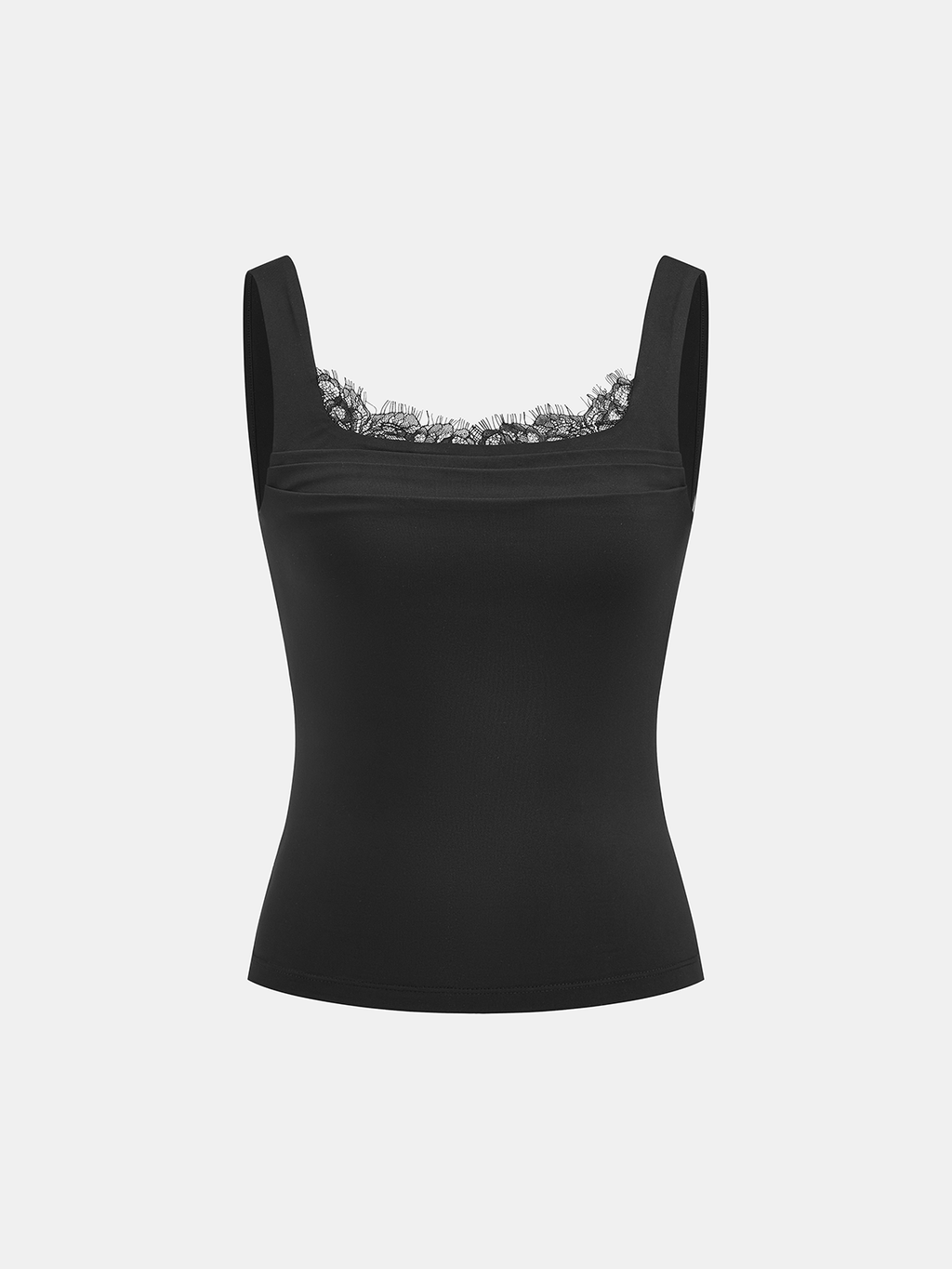 Tanktop mit Spitzenborte und eckigem Ausschnitt