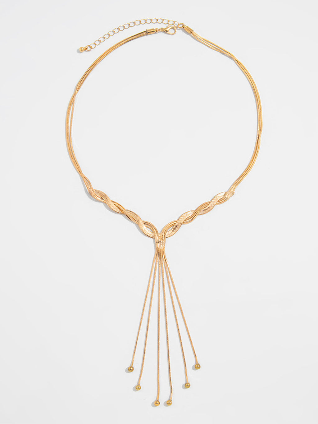 Goldfarbene Halskette mit gedrehter Quaste und Y-Form