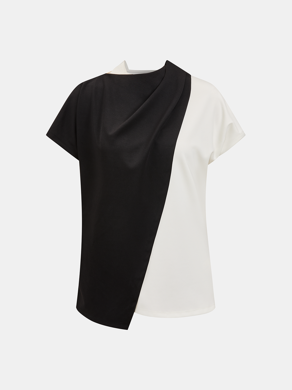 Haut asymétrique drapé Color Block