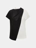 Haut asymétrique drapé Color Block